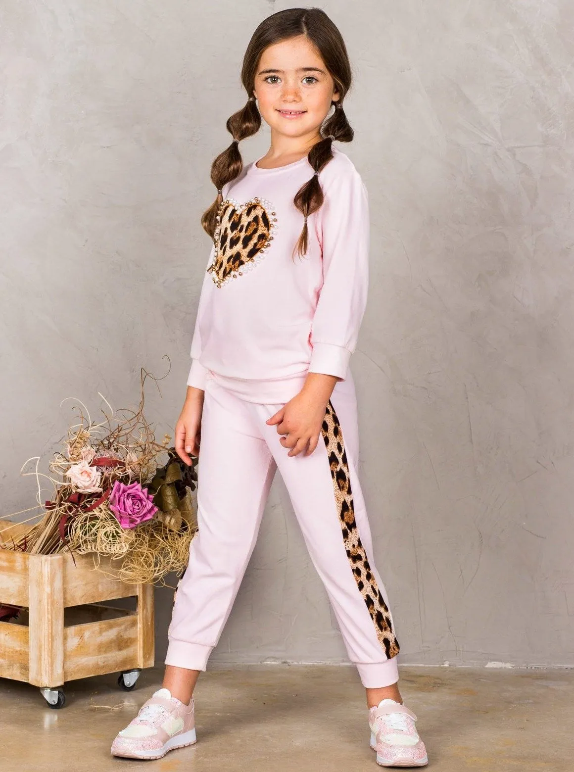 Leopard and Pearls Sweatshirt and Jogger Set