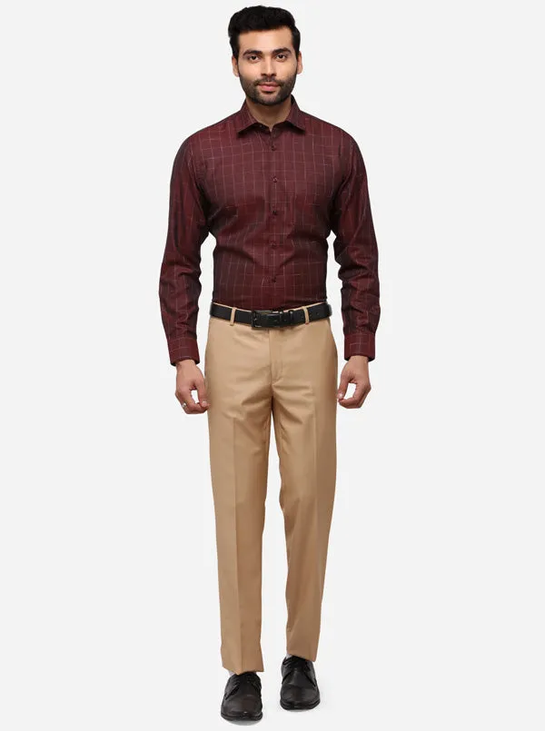 Light Khaki Slim Fit Solid Formal Trouser | JB Studio