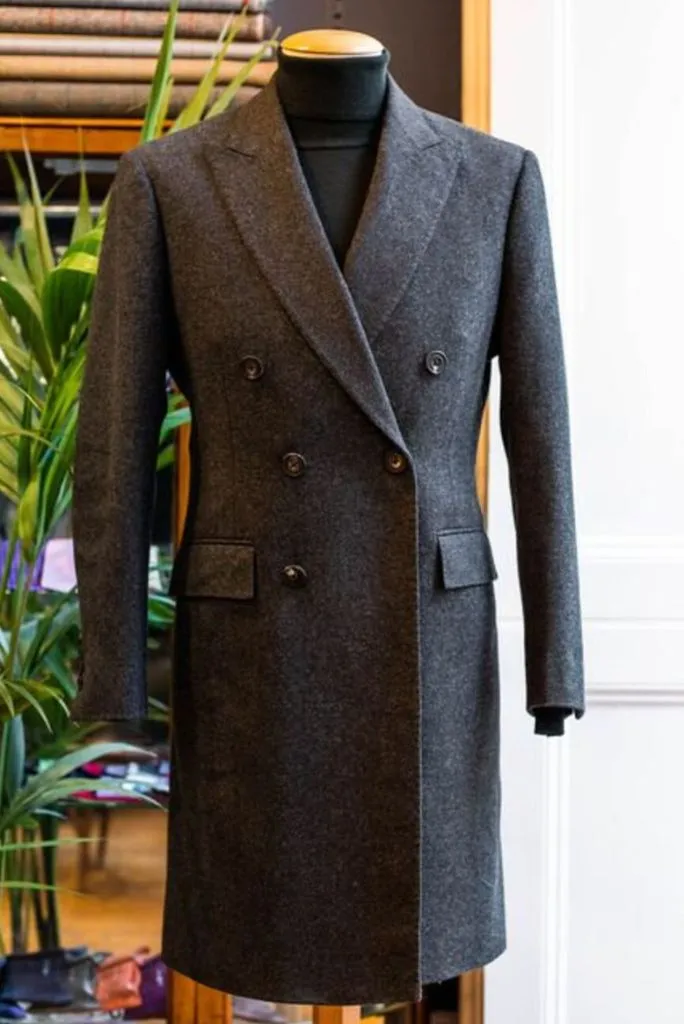 Man Over long Coat Grey Trench Coat Stylish Tweed Jacket long Vintage Coat For Him