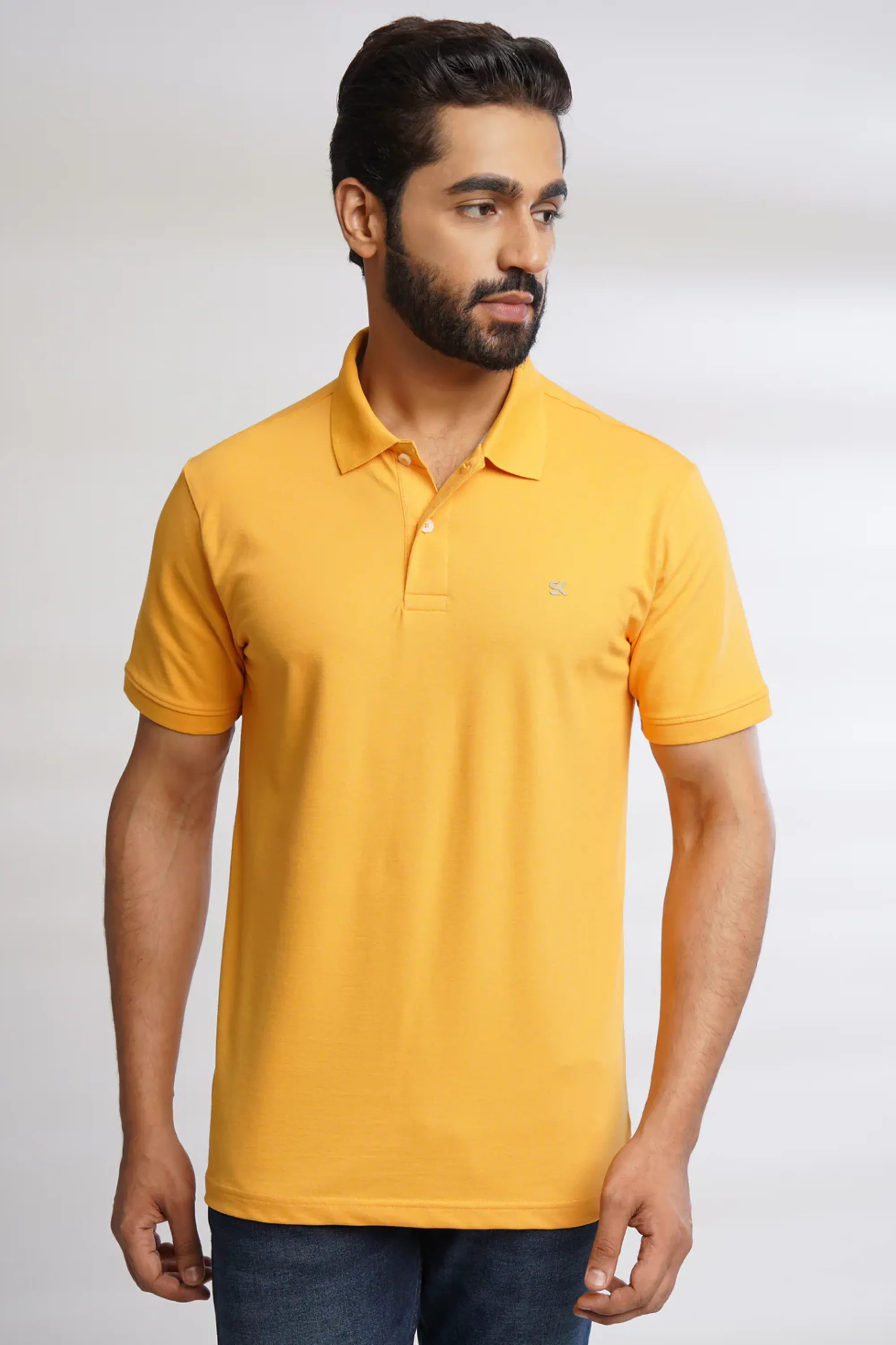 Men Amber Yellow Classic Polo T-Shirt