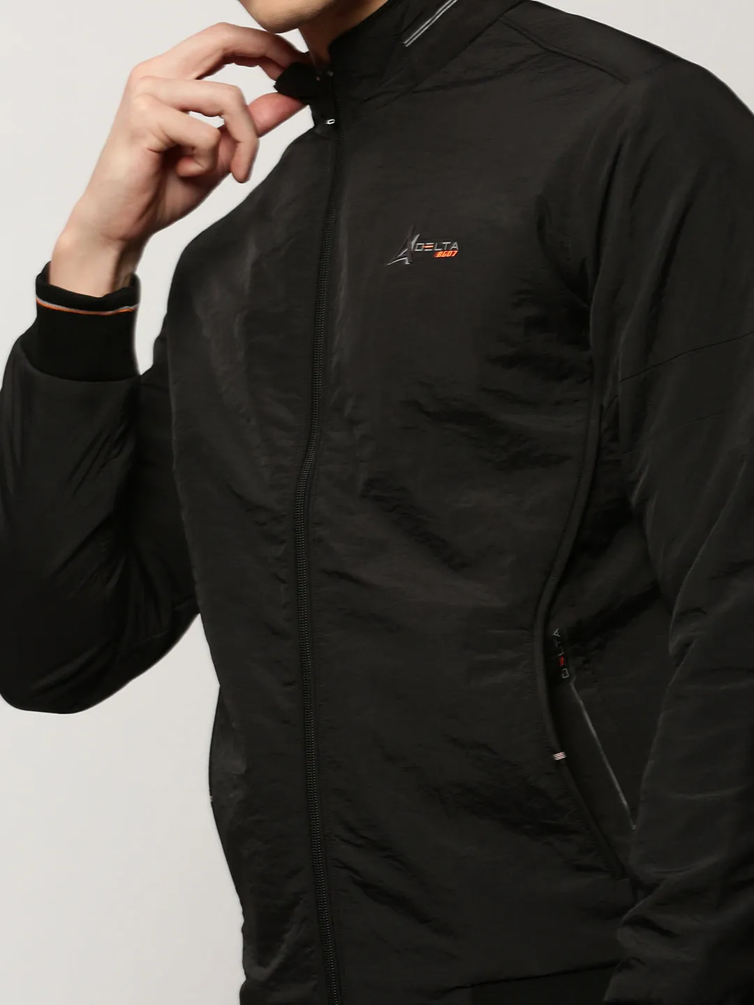 Men Black Solid Casual Bomber Jackets