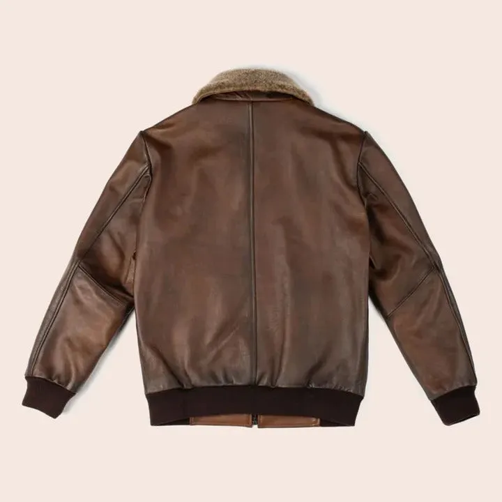 Men's Chocolate Brown G-1 Flight Leather Bomber Jacket