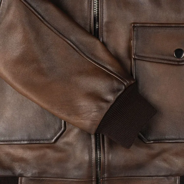 Men's Chocolate Brown G-1 Flight Leather Bomber Jacket