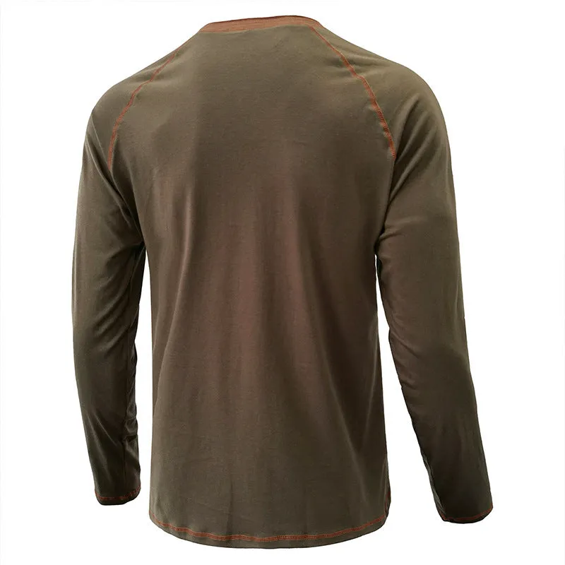 Men's Shirt Long Sleeve Cotton Lightweight Henley T-Shirt  |  2237