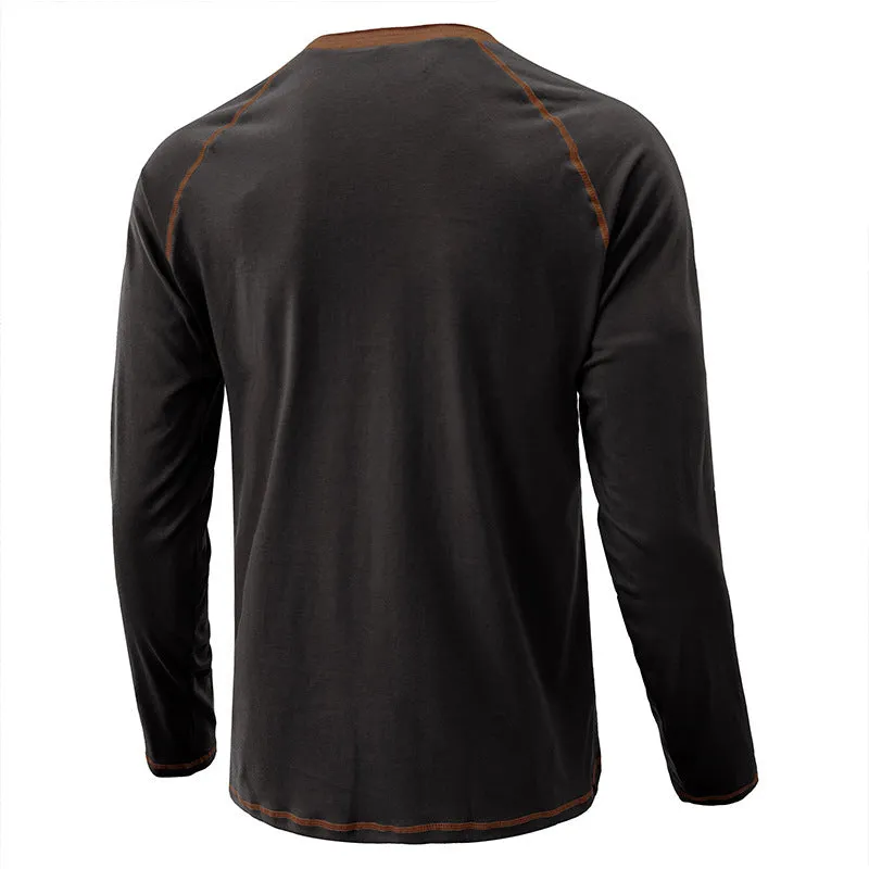 Men's Shirt Long Sleeve Cotton Lightweight Henley T-Shirt  |  2237