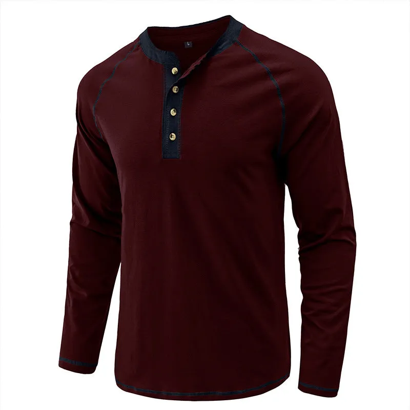 Men's Shirt Long Sleeve Cotton Lightweight Henley T-Shirt  |  2237