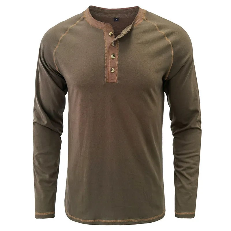 Men's Shirt Long Sleeve Cotton Lightweight Henley T-Shirt  |  2237