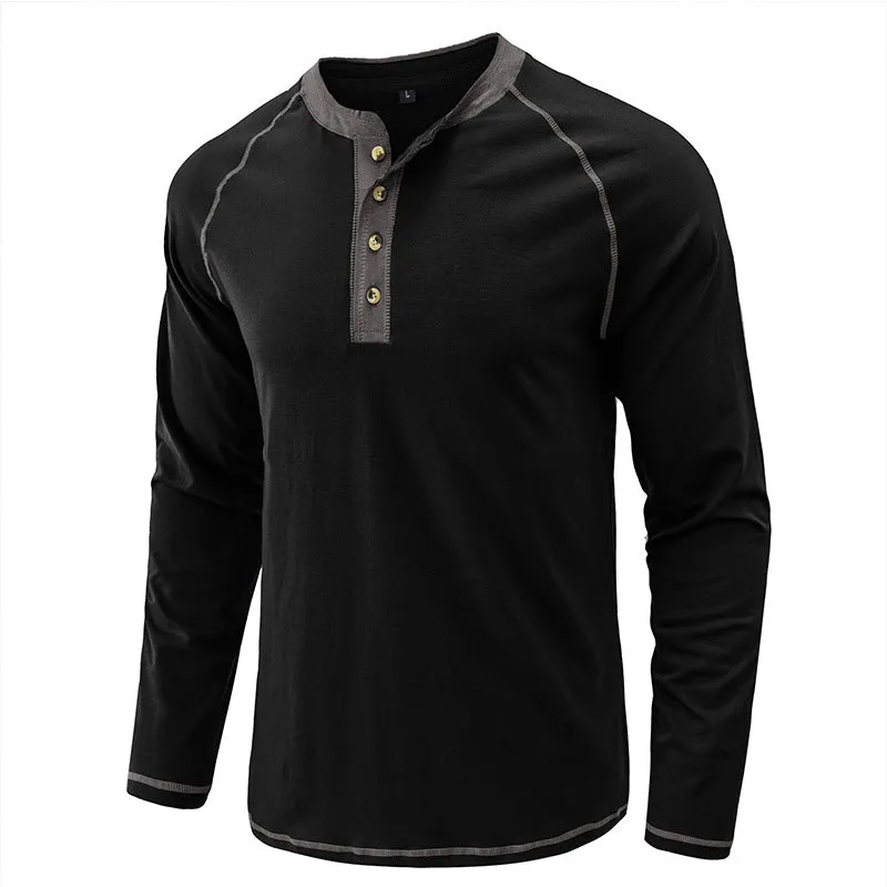 Men's Shirt Long Sleeve Cotton Lightweight Henley T-Shirt  |  2237