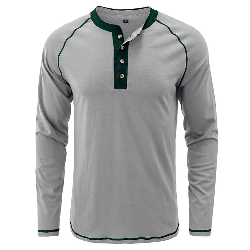 Men's Shirt Long Sleeve Cotton Lightweight Henley T-Shirt  |  2237