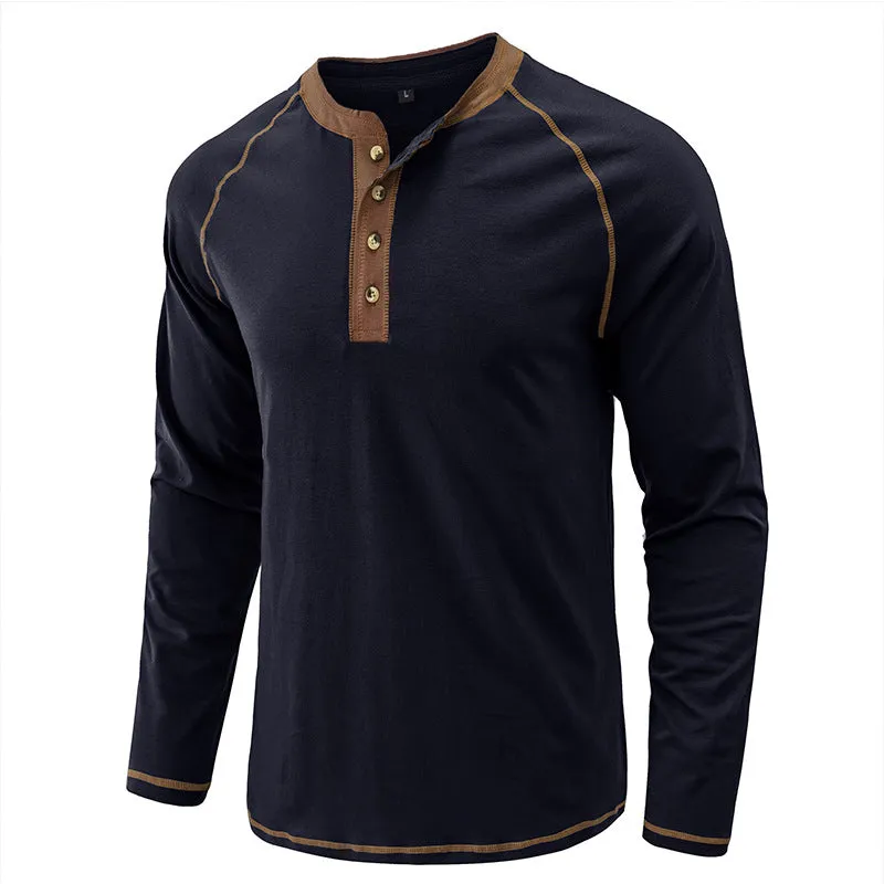 Men's Shirt Long Sleeve Cotton Lightweight Henley T-Shirt  |  2237