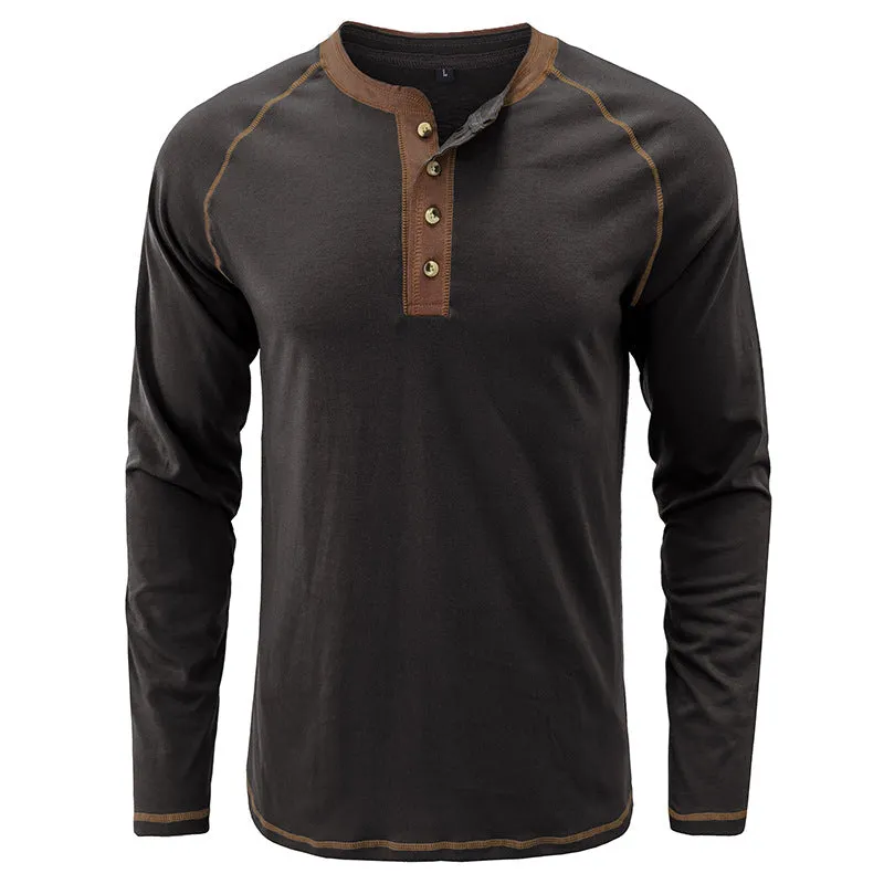 Men's Shirt Long Sleeve Cotton Lightweight Henley T-Shirt  |  2237