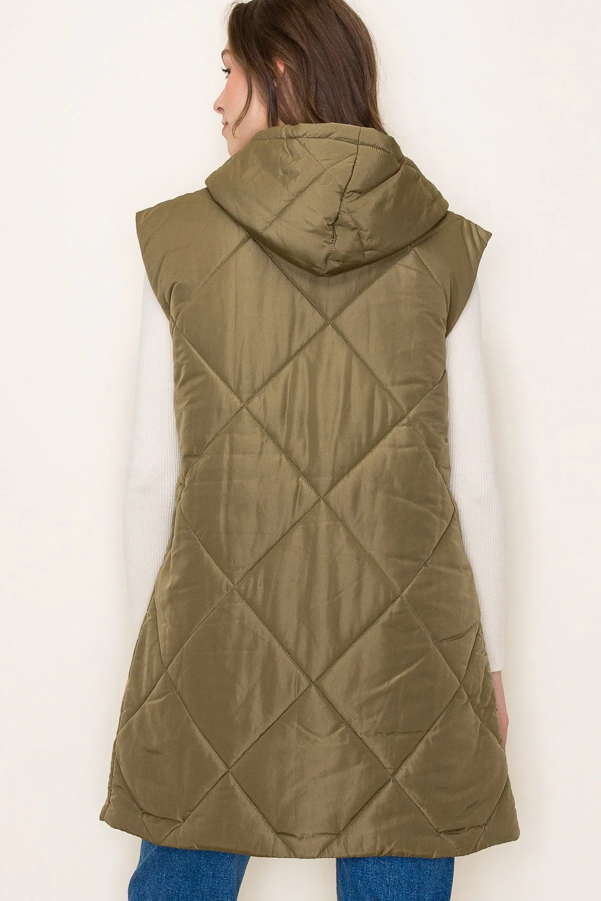 Olive Hoodie Puffer Vest