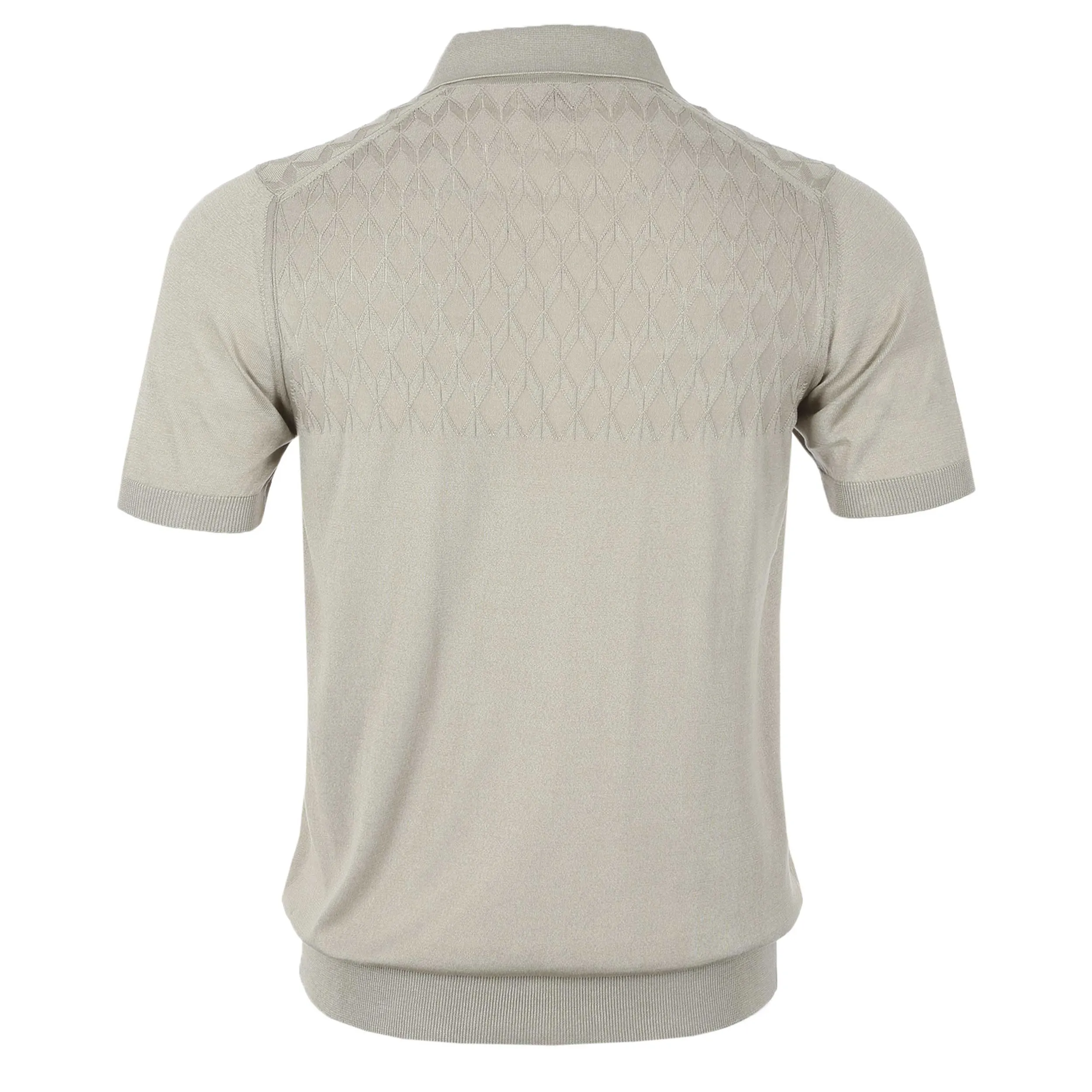 Pal Zileri Knitted Silk Cotton Blend Polo Shirt in Beige