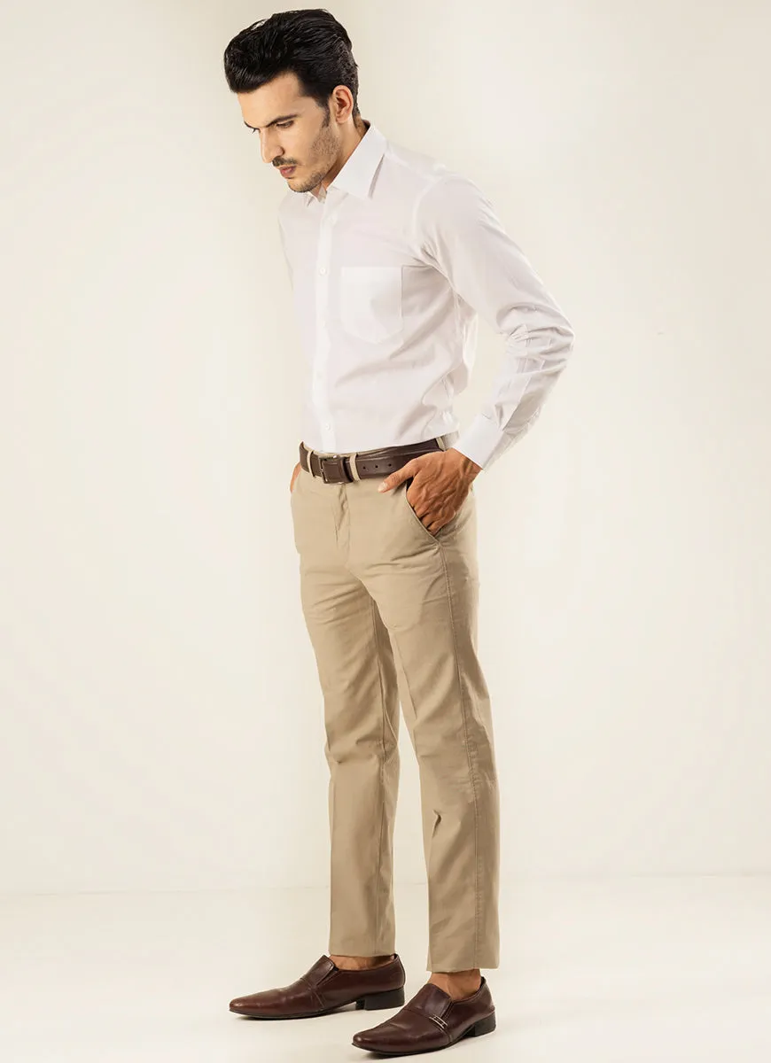 Plain Twill-Light Khaki, Wrinkle Free, 100% Cotton, Semi Formal Trouser