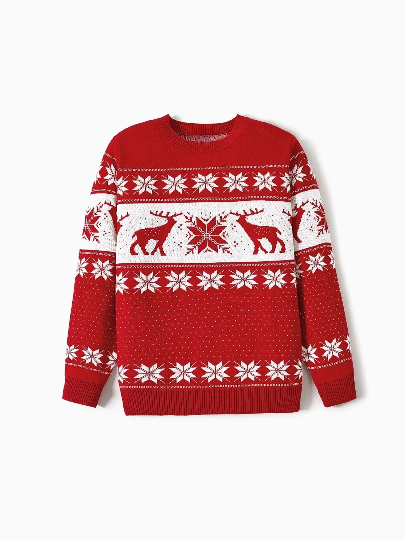 Reindeer And Snowflake Print Family Matching Sweaters