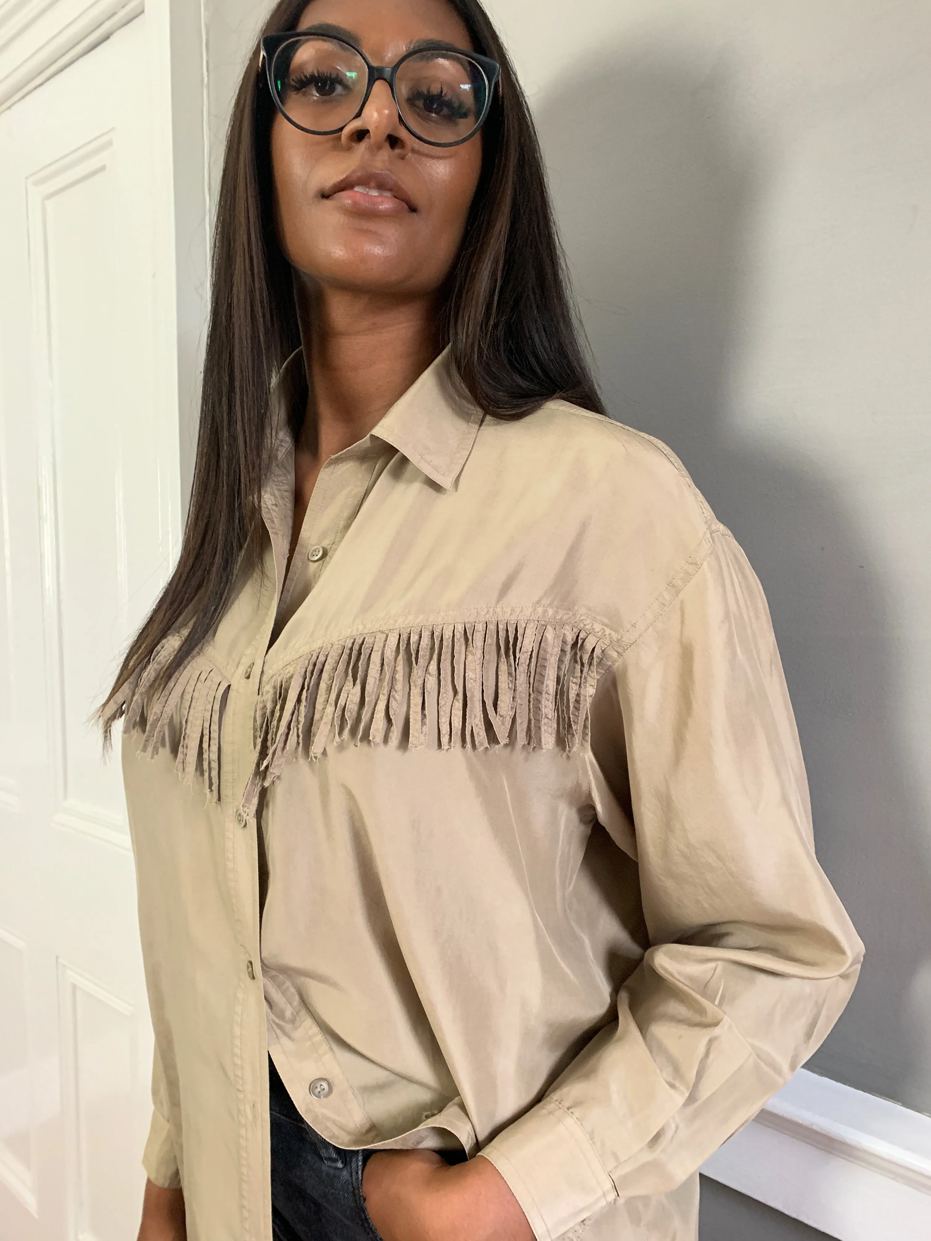 Silk fringed blouse