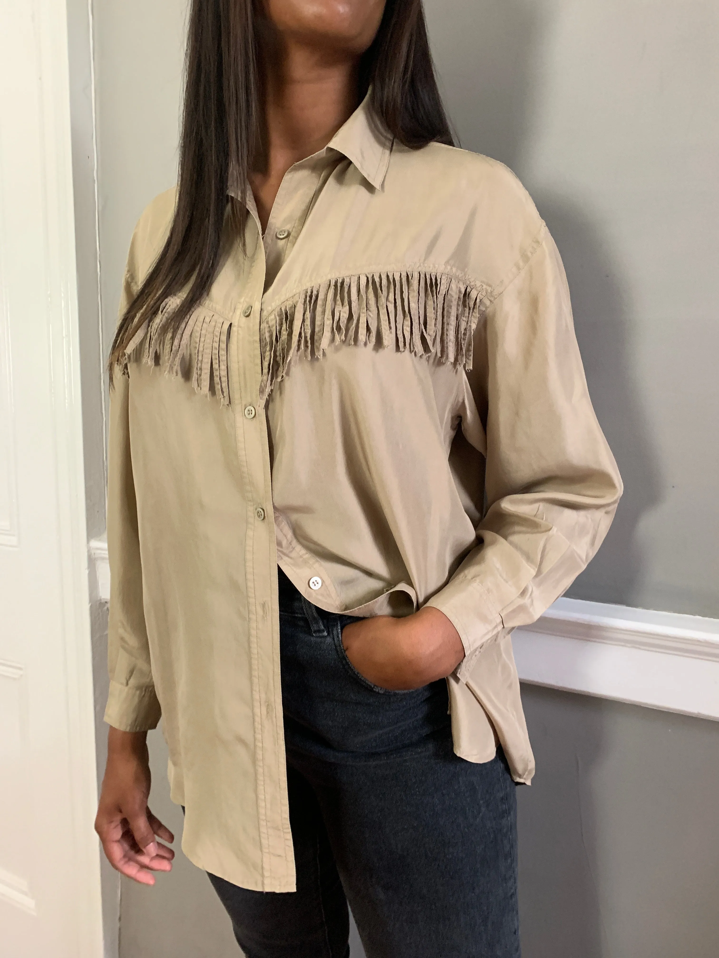 Silk fringed blouse