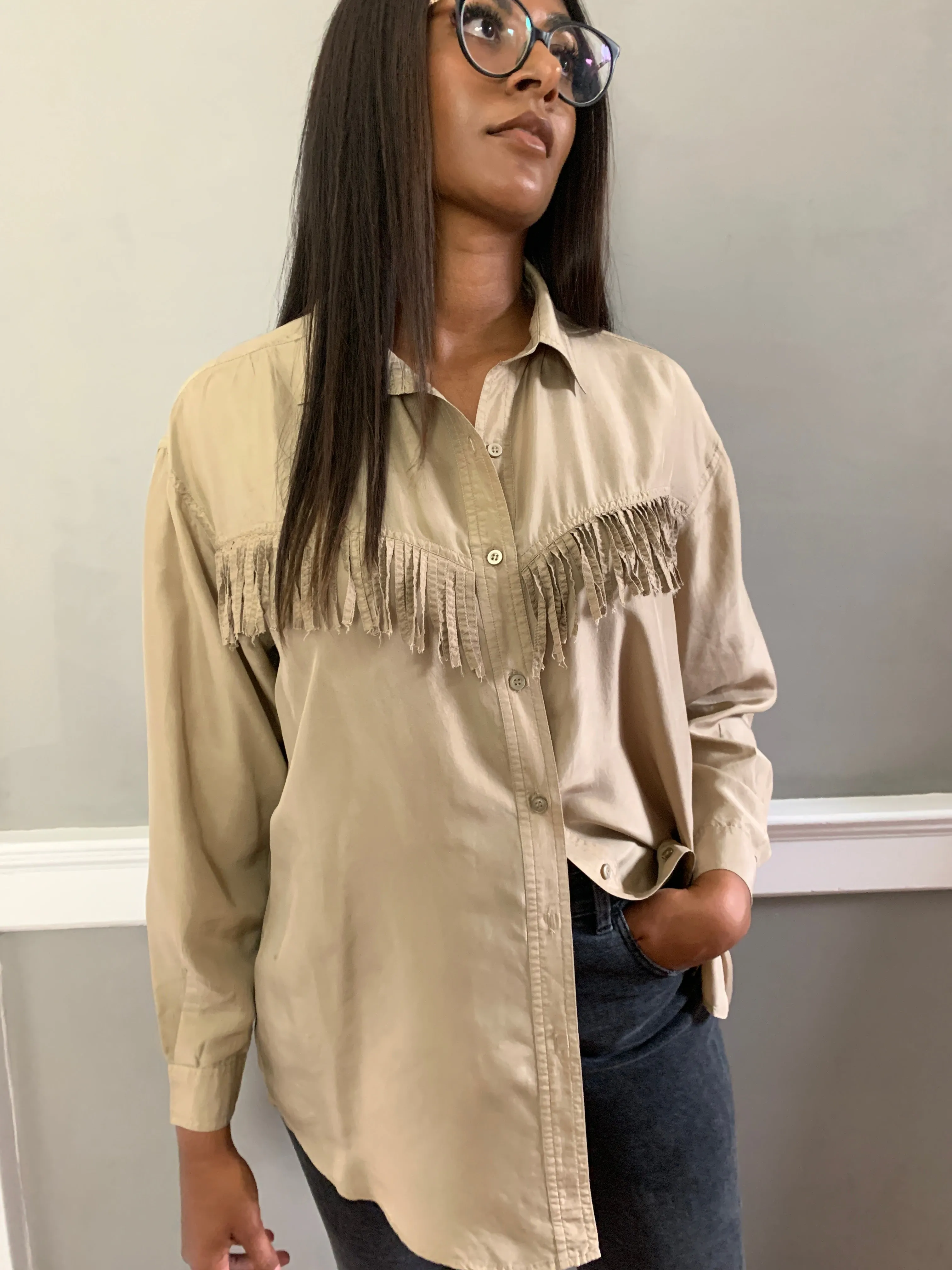 Silk fringed blouse