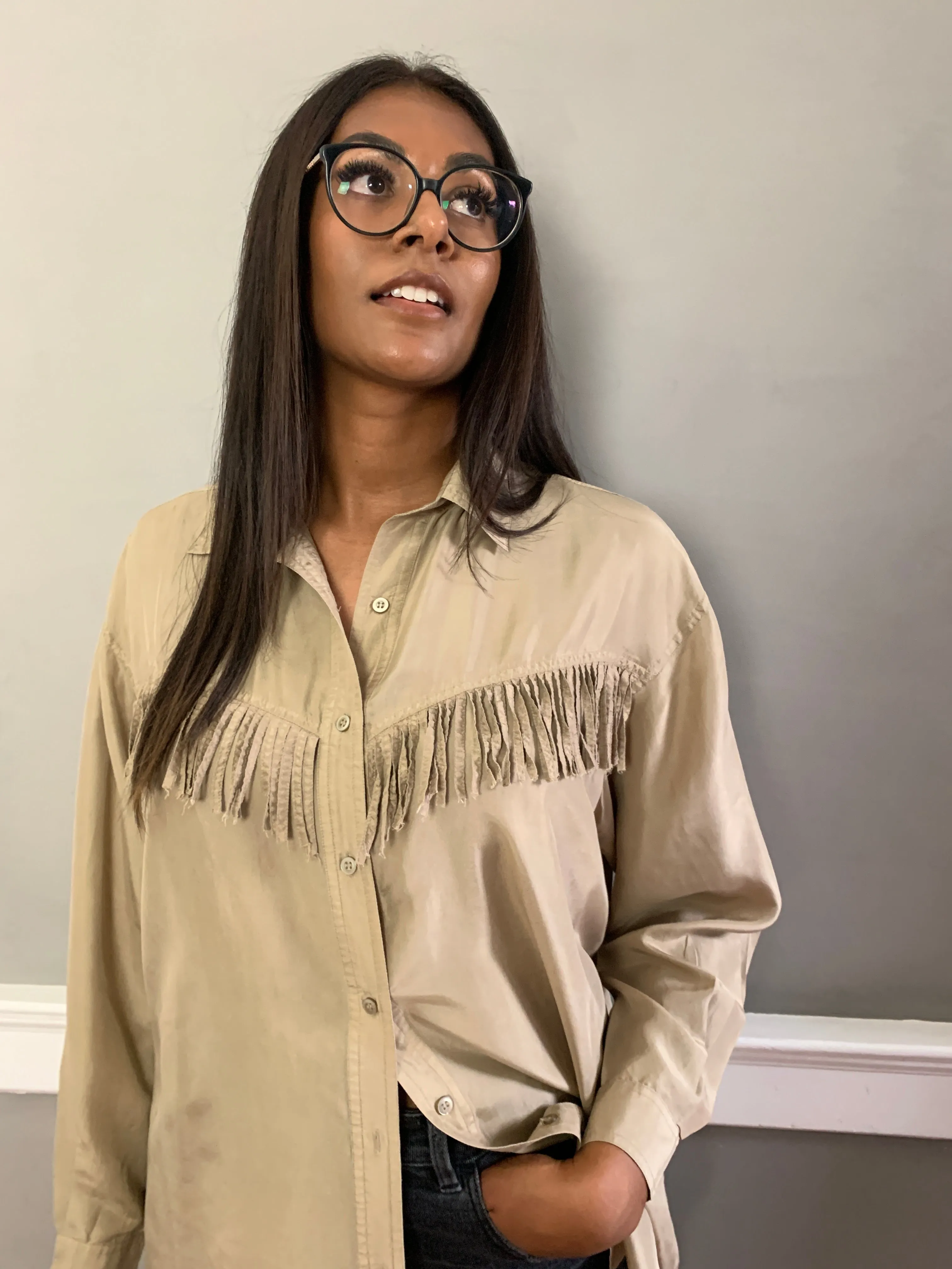 Silk fringed blouse