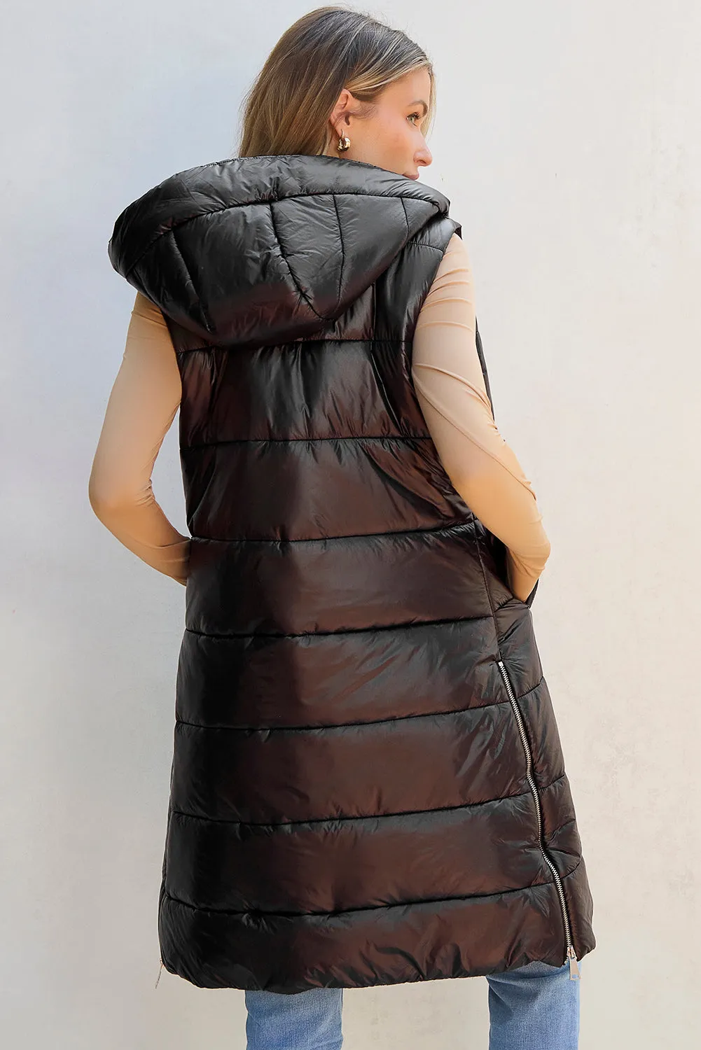 So Much More Longline Hooded Puffer Vest