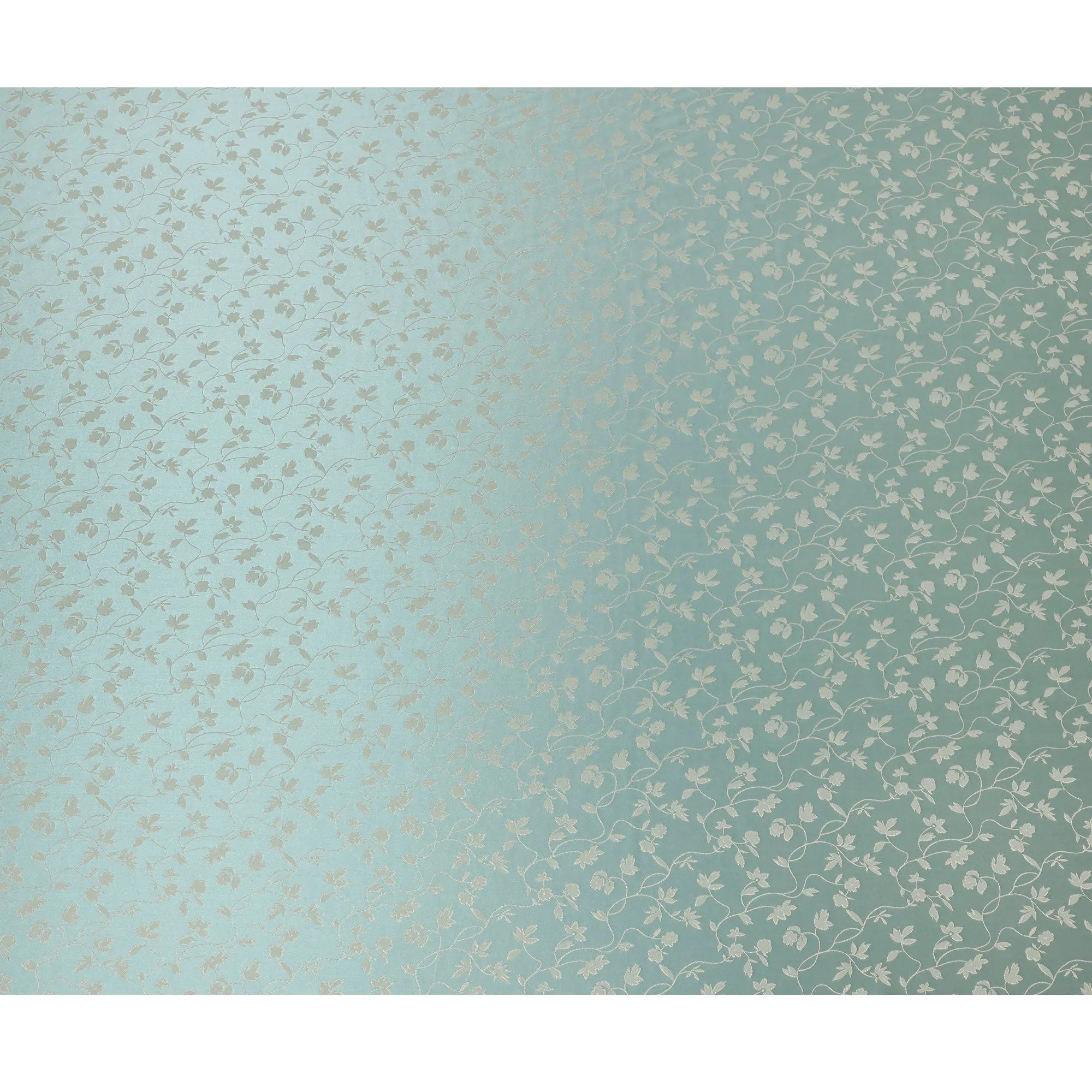 South Korean Silk Satin Jacquard Fabric with Delicate Vine Design on Aqua Background – 110 cm Width-D20344