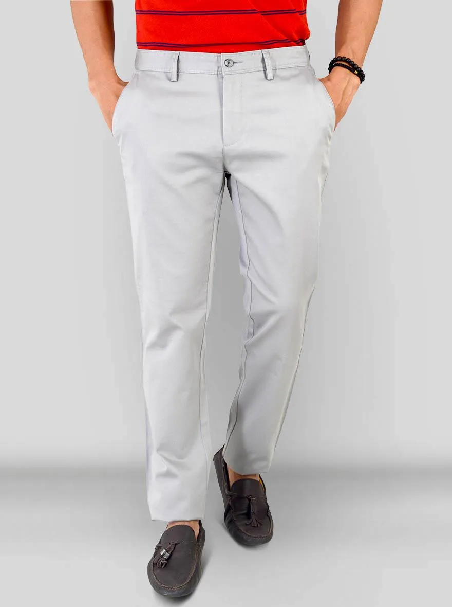 Stone Grey Self Textured Super Slim Fit Chinos | Greenfibre