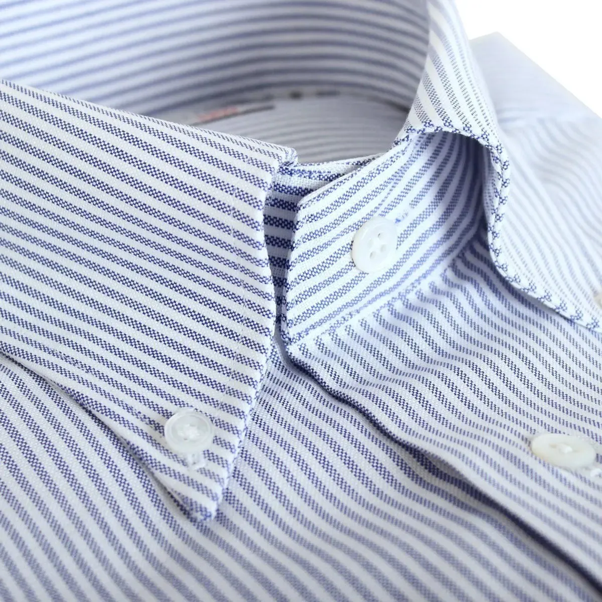 Swiss Cotton Blue Stripe Oxford Shirt