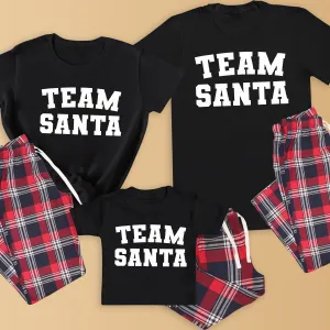 Team Santa - Family Matching Christmas Pyjamas - Top & Tartan PJ Bottoms - (Sold Separately)