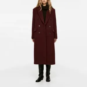 Trend4us Women's Double-Breasted Longline Trench Coat