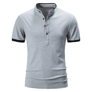 West Louis™ Cotton Short Sleeve Solid Color Polo Shirt