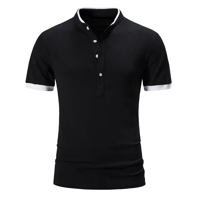 West Louis™ Cotton Short Sleeve Solid Color Polo Shirt