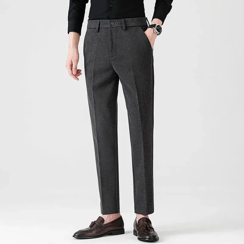 Woolen Men's Casual Stretch Suit Pants