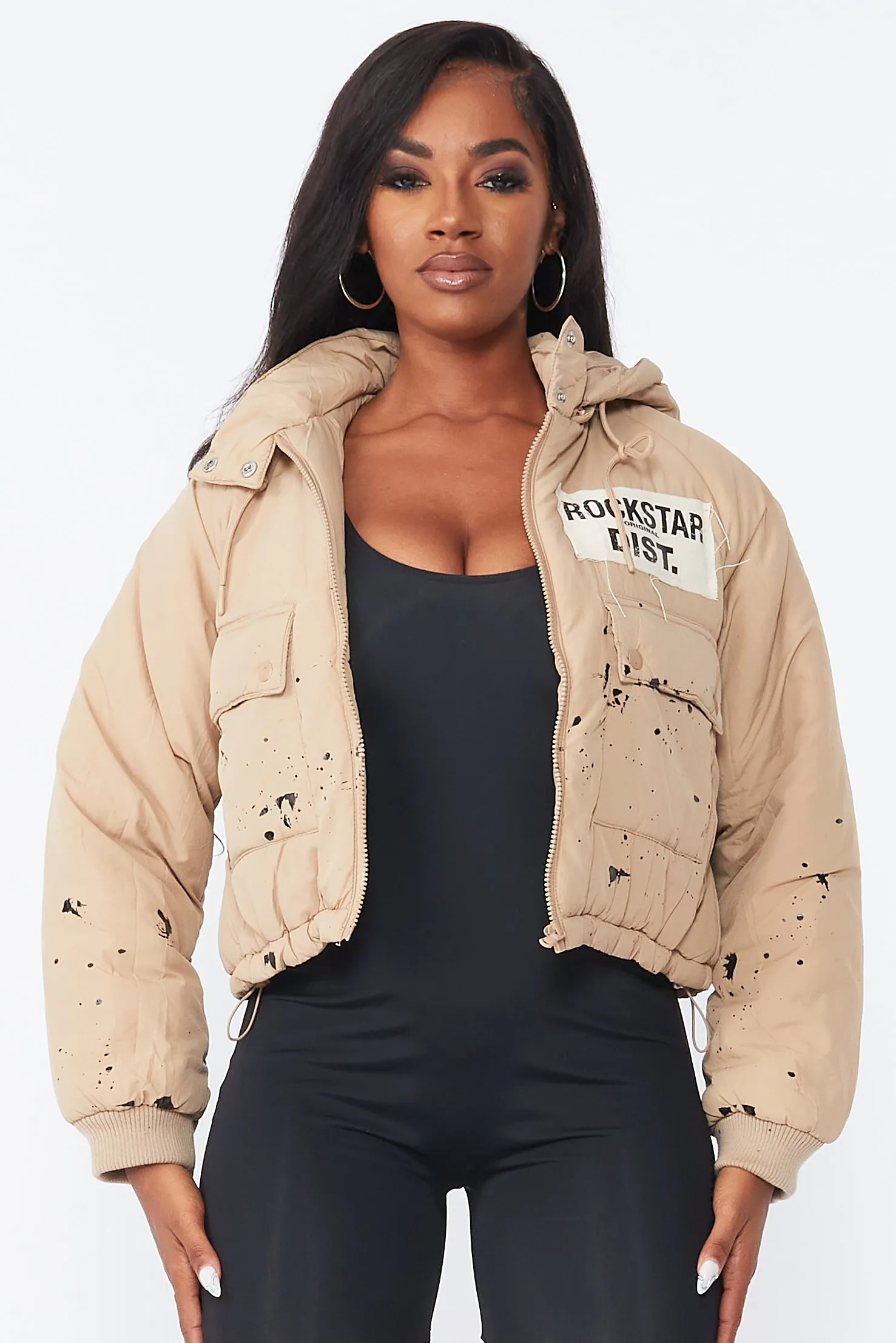 Zayla Tan Art Dist. Puffer Jacket